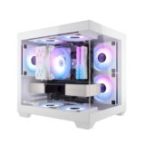 darkFlash ITX Case PC, Case Computer con 3 Ventole PWM ARGB Preinstallate, Case ITX in Vetro Temperato Doppio a Vista Completa, Dimensioni Ridotte, Supporta AIO da 240 mm (C275P) (Bianco)