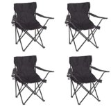 Baroni Home Sedia Campeggio Pieghevole da Esterno Giardino, Seduta Campeggio Impermeabile, Sedia Camping Portatile, Poltroncina da Spiaggia e Pesca con Porta bibite 50x50x80 cm, Set 2 Nero