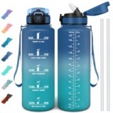 Motswedi Borraccia 1500 ml, Borraccia Motivazionale senza BPA, Borracce con Cannuccia Blu & Verde Acqua