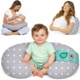 Cuscino Allattamento e Gravidanza Ciambella Allattamento Neonato con Federa in 100% Cotone e Morbido Riempimento Supporto Ergonomico alla Schiena Idea Regalo per Neo Mamme Accessorio Premaman Lavabile