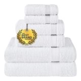 Cotton Paradise 6 Piece Towel Set, 100% Cotton Soft Absorbent Turkish Towels for Bathroom, 2 Bath Towels 2 Hand Towels 2 Washcloths, White Towel Set