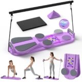 Portable Pilates Reformer Board, Professional Foldable Multi-Purpose Pilates Board for Full Body Workout, Home Pilates Training Equipment Sliding Board, ‌Lavender Purple