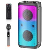 TAMPROAD Bluetooth Speaker, 80W Peak Wireless TWS Portable Outdoor Party Speakers with Subwoofer, Deep Bass, LED Colorful Lights, Loud Stereo Sound Boombox with Radio for Home, Camping, Travel