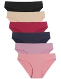 Caterlove Women’s Seamless Underwear No Show Stretch Bikini Panties Silky Invisible Hipster 6 Pack (A, Medium)