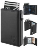 TEEHON Portafoglio Uomo Slim, Portacarte in Pelle con Protezione RFID, Porta Carte di Credito Uomo Piccolo, Porta Tessere con Portamonete e Scomparti Banconote – Confezione Regalo – NERO (A-05)