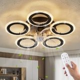 Dalouguan Ceiling Fan with Lights Remote Control, 20″ Personality Geometric Ceiling Fan with Light, 6 Speeds 3 Light Color Low Profile Ceiling Fan for Kitchen Bedroom Living Room
