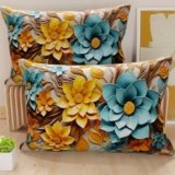 PETTI Artigiani Italiani – Coppia di Federe Cuscino 40×80 cm in Microfibra, Cuscini Arredo Camera da Letto, Divano, Salotto, Set 2 Fodere Copricuscino, Federa Floreale 05 16, 100% Made in Italy