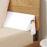 Vekkia Queen Bed Wedge Pillow for Headboard – High-Density Foam Fills Gaps (0-5.5″) Between Mattress and Headboard, Wedge Pillow with Pockets for Phone & Remotes, Washable Cover(White)