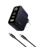 Baseus 100W Picogo USB-C Caricatore, Display Intelligente & Controllo Touch, Caricatore Rapido 3-in-1, Alimentatore USB-C GaN, Compatibile con MacBook, iPhone 17/16/15/14, Galaxy 25, Pixel