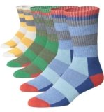 JAMES FIALLO 3 Pairs Unisex Wool Blend Dynamic Color Trio Green Yellow Blue with Vibrant Shapes Cushioned Dress Crew Socks, RHK01-S-T1
