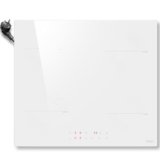 Hobsir Piano Cottura Induzione Bianco 4 Fuochi con Spina, Piastra Induzione da Incasso 60CM, Vetroceramica Bianca, Comandi Touch, 9 Livelli di Potenza, Timer e Sicurezza Bambini, 220V, 3500 W