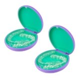 Maoerdental 2PCS Retainer Case Compatible with Invisalign,Cute Slim Aligner Case,Customized Magnetic Closure Orthodontic Retainer Cases (2 Pack Purple + Green Silicone)