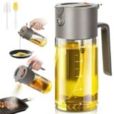 Rusudiy Oliera 2-in-1 Spruzzatore Olio e Dosatore Olio – Spruzzino Olio per Friggitrice Aria, Cucina, Insalata, Barbecue, Friggitrice ad Aria, Accessori Cucina, Anti-Goccia, 550 ml (Grigio caffè)