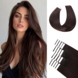 BLONDE UNICORN Extension Capelli Veri Biadesivo 20pcs 50cm Extension Biadesive Capelli Veri Marrone scuro Invisibile Estensione Capelli Veri Tape in Human Hair 50g(20inch,2#)