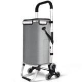 VOUNOT® Carrello Spesa Pieghevole in Alluminio, Carrello Portaspesa 6 Ruote con Borsa Termico, 58 L, Grigio