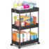 SPACEKEEPER Rolling Storage Cart 3 Tier Bathroom Cart Organizers with Wheels Laundry Room Organization Mobile Shelving Unit Utility Cart Storage Shelves Multi-Functional for Office, Home, Black
