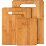 Bamboo Cutting Boards for Kitchen [Set of 3] Wood Cutting Board for Chopping Meat, Vegetables, Fruits, Cheese, Knife Friendly Serving Tray with Handles, 3 Piece Large, Medium, Small Size for Food Prep