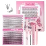 FADLASH Kit di Extension Ciglia a Ciuffetti 10D e 20D, 280pcs Ciglia Cluster Individuali da C Curl Mix 8-16mm, Bond and Seal, Rimuovi Colla, Pinzette, DIY a Casa Saloni
