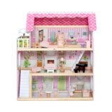 Delta Children Little Gem Dollhouse – 3-Story Dollhouse with 4 Rooms – Includes 16 Accessories – Fits 5-inch Dolls – Pretend Play Dream Gift for Ages 3+