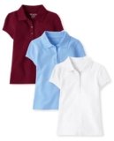 The Children’s Place,Girls,Multipack Short Sleeve Pique Polos,Rubine/Daybreak/White 3-Pack,Large