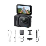 Insta360 GO Ultra Pack Creator Nero Notte- action cam mini 4K a mani libere, indossabile, superba in bassa luce, montala ovunque, stabilizzazione FlowState, 200 min di carica,bici e corsa