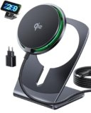 INIU Caricatore Wireless 2 in 1, 15W Certificato Qi2 Caricabatterie Magnetico, Stazione Ricarica Wireless Mag-Safe per iPhone 17 16 15 14 13 Pro Max Mini AirPods 4 3 2(con Adattatore USB C 20W)