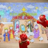 SICOHOME Christmas Giant Coloring Poster – Coloring Tablecloth for Kids 35 x 54 Disposable Merry Christmas Decoration Art Craft for School Winter Holiday Activities Party Supplies – Nativity