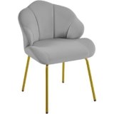 Yaheetech Poltrona in Velluto Moderno Poltrocina con Schienale a Forma di Conchiglia Sedia Imbottita da Lettura per Soggiorno Camera da Letto Ufficio Sedia Laterale da Salotto Shell Grigio Chiaro