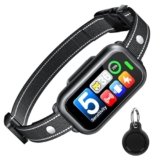 Upgraded Dog Bark Collar, Smart AI Barking Collar with 4 Modes & 5 Adjustable Sensitivity & Bark Counter, Waterproof Activated Shock Collar for Small Medium Large Dogs 8-150lbs with AirTag Case
