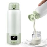 Scaldabiberon Portatile Senza Fili, 500ml, riscaldamento rapido, temperatura regolabile da 37 a 70 gradi, 16000mAh, batteria a lunga durata, Scaldabiberon Portatile per latte materno, latte, acqua