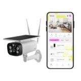 OMAJIN by Netatmo, Telecamera Wi-Fi Esterno Senza Fili a Batteria, con Pannello Solare, visione notturna HD, sirena da 105 dB, rilevamento persone/movimenti/suoni, 2 Vie Audio, IP55, WIFI 2.4, OSC-01