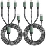 Travel Essentials USB C Multi Charging Cable, Travel Charger for Multiple Devices 3 in 1,Universal Charger Cord with Type-C,Lightning, Micro Port for iPhone16/15/14/Android Phones and more (2Pack 4FT)