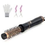 Round Hair Blow Dryer Brush – 1.2 Inch Ceramic Barrel Hair Dryer Brush for Short/Middle Hair, One Step Drying, Volumizing, Straightening and Styling, Negative Ionic Dryer Brush (Black-Golden, 1.2)