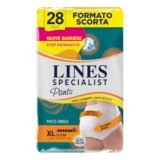Lines Specialist Pants Extra Unisex, Mutande Assorbenti per Incontinenza Donna e Uomo, Asciutto Lampo e Massima Protezione, Zero Odore, Taglia XL, Scorta Mensile, 4 Confezioni da 7 Unità