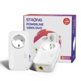 STRONG AV1000Mbps Kit Powerline con Pass-Through, Presa Integrata, Ripetitore Powerline Ethernet HomePlug AV2, Porte Gigabit, Plug & Play, Compatibile con Router, Modalità Risparmio Energe (PL1000S)