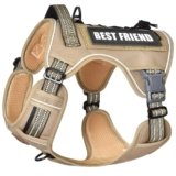 PET MARVEL Tactical Dog Harness for Large Size, No Pull Military Dog Vest with Easy Control Handle, Molle Hoop & Loop, Adjustable Reflective Reinforced Stich for Walking Training, Brown