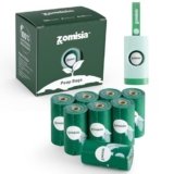 ZOMISIA 100% Certified Compostable Dog Poop Bags with Holder- Unscented Dog Waste Bags 8 Rolls, Extra Thick 100% Leakproof, BPI (ASTM D6400) Certified Poop Rolls, 120 Bags