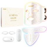 Maschera LED Viso e Collo con Infrarossi Vicini, 7 Colori, Silicone Flessibile, Cinghie Regolabili, Cura Luminosa a Casa (Bianco Premium)