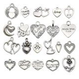 WOCRAFT 60pcs Love Heart Bracelet Charms for Jewelry Making Valentine Wedding Rose Flower Charms for DIY Necklace Keychain Craft Supplies (SN16)