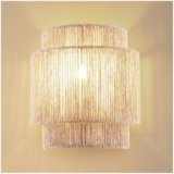 tectake® Applique parete interno Lignea Lux in juta in stile Boho, 40W, E 14, lampada vimini, lampadari rustici, lampada da parete, lampadario soggiorno, applique vintage arredamento, luce bagno
