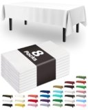 Pureegg Plastic Table Cloth Disposable 8 Pack, 54 x 108 Inch Table Cloths, Party, Picnic, Wedding, Decorative Tablecloths, Rectangle, White Plastic Cover, Leakproof & Sturdy, White