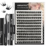 ANNAFRIS Ciglia Finte Ciuffetti Kit 10-12mm Naturali DIY Extension Ciglia Cluster Lashes con Pinze e Colla(CS,FT03)