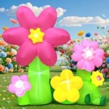 KOOY 6FT Spring Inflatable Flower Outdoor Decoration Multi-Colored Blow up Flowers Decorations, Built-in LED Lights for Spring Summer Easter Outdoor Garden Lawn Yard Party