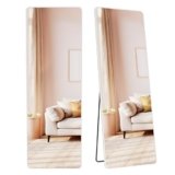 SONGMICS Specchio a Figura Intera, 160 x 50 cm, Specchio da Terra Rettangolare con Supporto, Cornice in Lega di Alluminio, Vetro Temperato, Camera da Letto Soggiorno, Bianco Opaco LFM030WC01