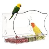 Window Bird Feeder with Strong Suction Cups – Clear Acrylic Bird Feeders for Outdoor Use, Easy-to-Clean Viewing Box for Cats and Birdwatching, Large Capacity, Curved Design for All-Weather Durability
