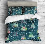 REALIN Set Biancheria Letto Cactus Copripiumino Macchia E Cactus Pianta Succulenta,2/3/4PCS Copripiumini/Lenzuola/Federe,Singolo,Matrimoniale,King (A,Matrimoniale-200×200cm-4PCS)