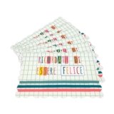 Baroni Home Set 6 Tovagliette Colazione in PP, Tovagliette con Stampa Rettangolari, Tovaglietta Antimacchia, 43,5×28,5 cm Ricordati Di Essere Felice, Verde a Quadri