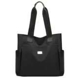 URAQT Borsa Tracolla Donna, Borse Tote a Mano da Donna in Nylon Leggero, Tessuto Oxford Impermeabile, Shopper Bag Donnas con Tasche Multiple, Adatto per Shopping Viaggi Lavoro Ufficio (Nero)