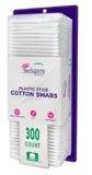 Swisspers Cotton Swabs, 100% Cotton Double-Tipped, White Plastic Sticks, 300 Count Package