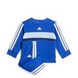 adidas Mixte bébé SEASONAL ESSENTIALS TIBERIO 3 STRIPES FLEECE CREW SET, team royal blue/glow blue/dark blue/white, 0-3 Months